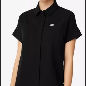 NEW FIGS BLACK ELMINA SCRUB TOP- XL